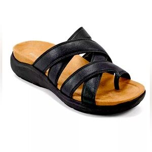 NWT Easy Spirit Women's Westly Strappy Slip-On Sandals Size 10 Wide Black